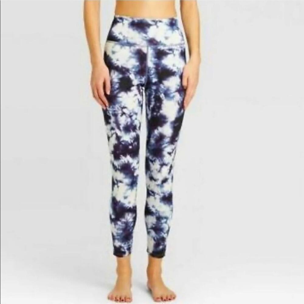 Joy Lab High Rise Blue White 7/8 Tie Dye Workout Leggings, EUC, Size XS